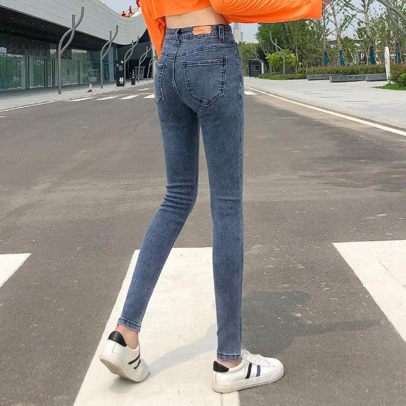 Women New Stretch High Waist Classic Retro Skinny Jeans - Elysian