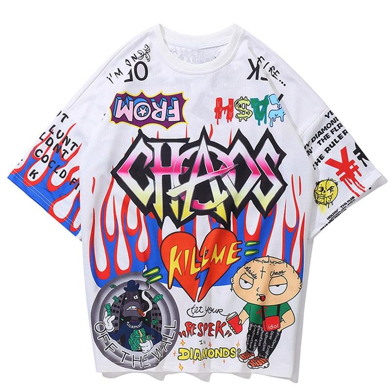 O-neck Men’s Graffiti Cartoon Printed High Street Tees - Elysian