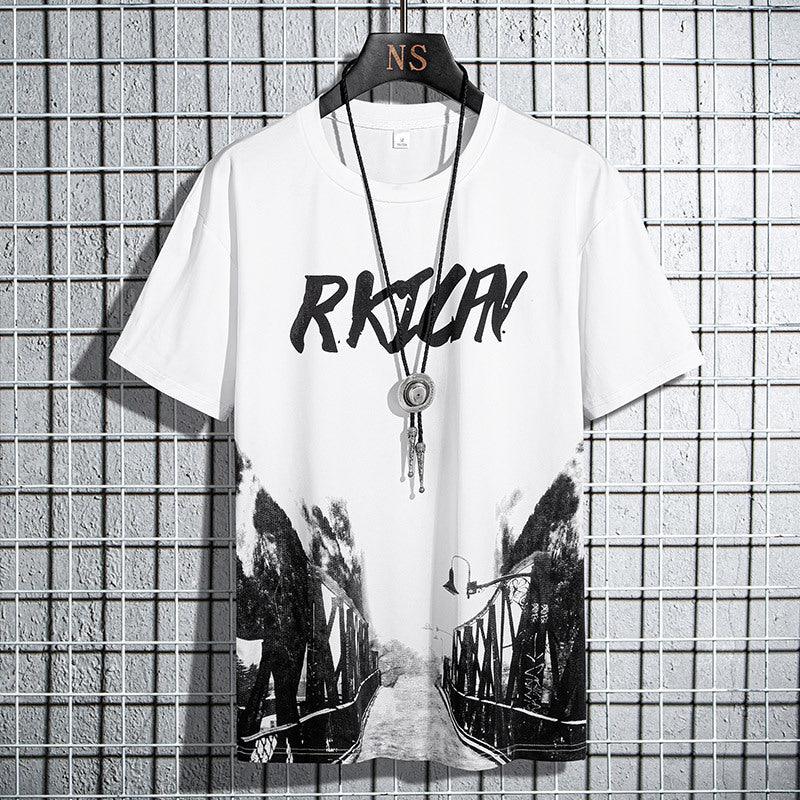 Loose Half Sleeves Unique Printed T-shirt - Elysian