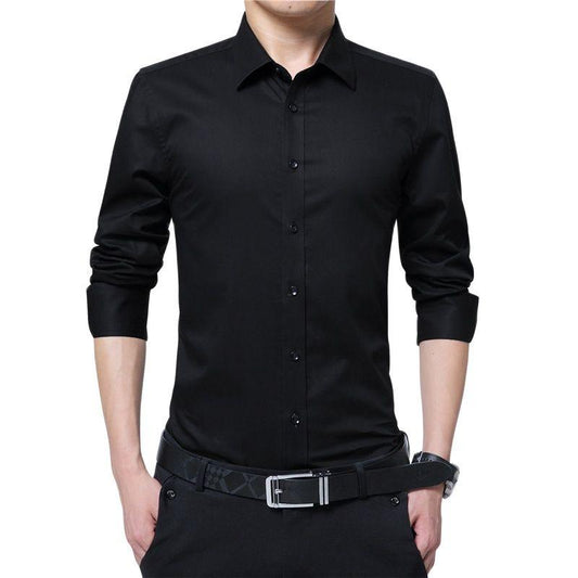 Men’s Fashion Casual Long Sleeve Solid Colour Shirt - Elysian