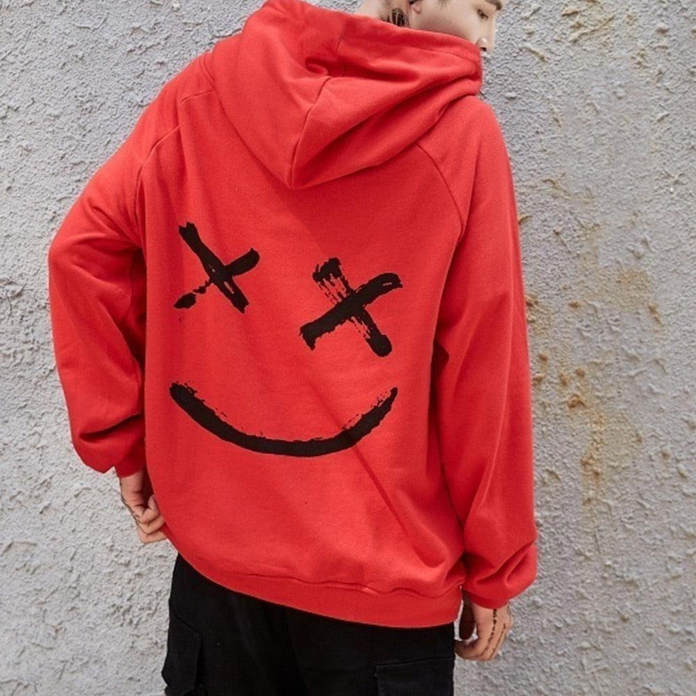 Crossed Smiley Printed Hop Hop Oversized Sweatshirt - Elysian