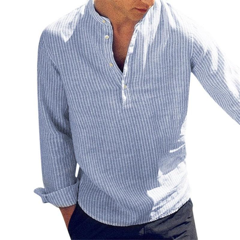 Long Sleeves Men’s Casual Striped Slim Fit Shirt - Elysian