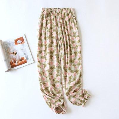 Viscose Rayon Printing Women’s Pajama Bottoms Elastic Waist Ankle-Length Pants - Elysian