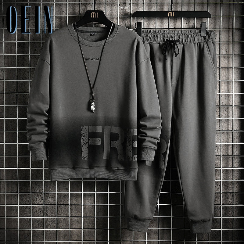 Men Printed Long Sleeve 2 Piece Sweater & Trouser