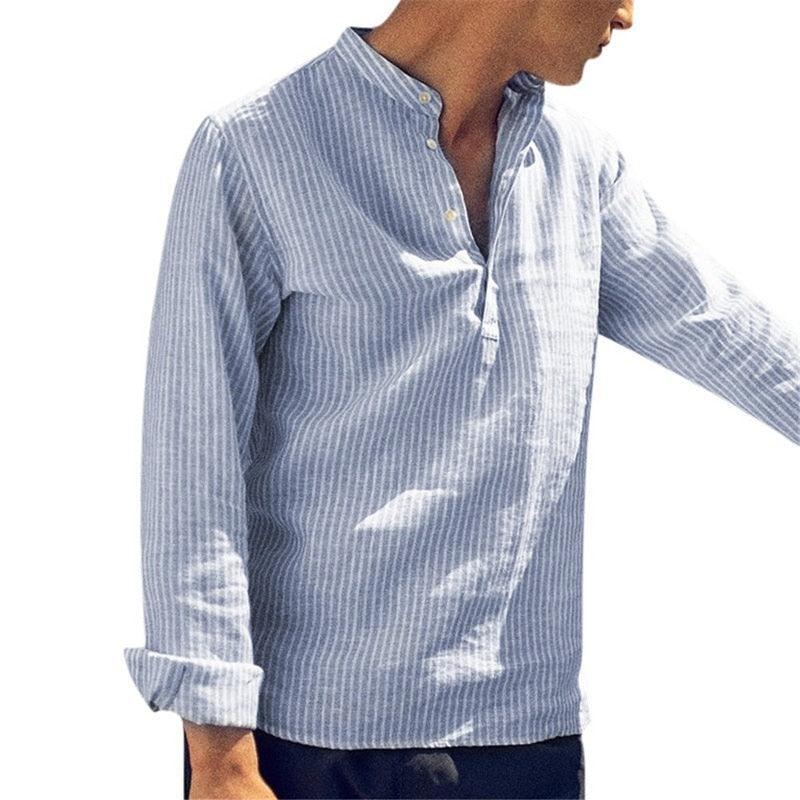 Long Sleeves Men’s Casual Striped Slim Fit Shirt - Elysian