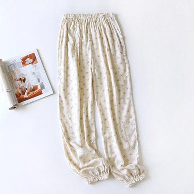 Viscose Rayon Printing Women’s Pajama Bottoms Elastic Waist Ankle-Length Pants - Elysian