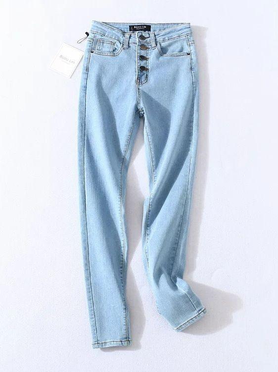 Vintage Women’s Four Buttons High Waist Denim Jeans - Elysian