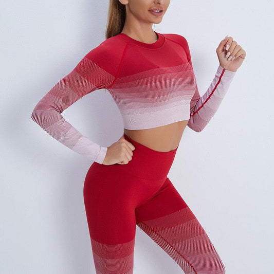 Gym White Yoga Crop Long Sleeve Workout Tops - Elysian