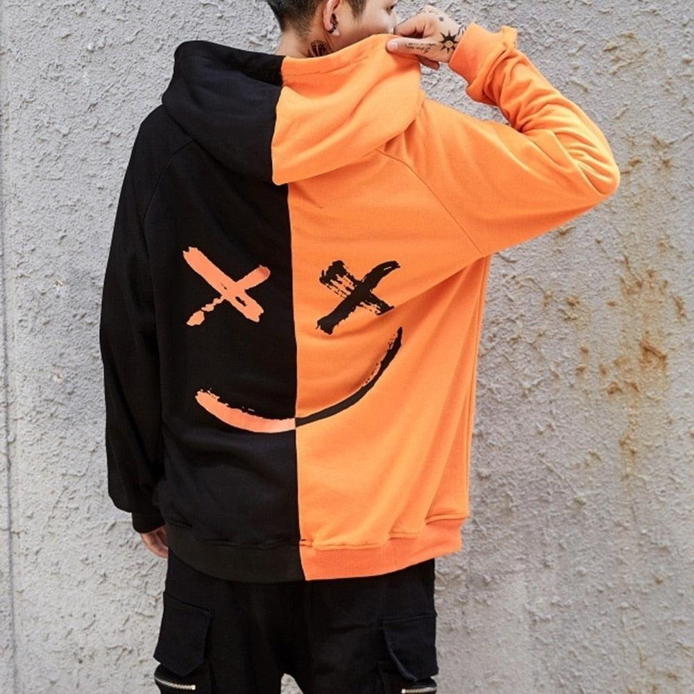 Crossed Smiley Printed Hop Hop Oversized Sweatshirt - Elysian