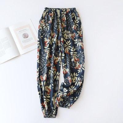 Viscose Rayon Printing Women’s Pajama Bottoms Elastic Waist Ankle-Length Pants - Elysian